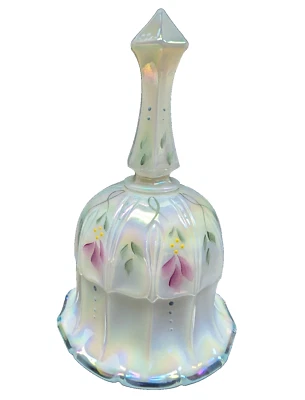 Vintage Fenton Opalescent Floral Ruffled Bell Hand Painted/Signed SeeDescription - Image 1 of 4