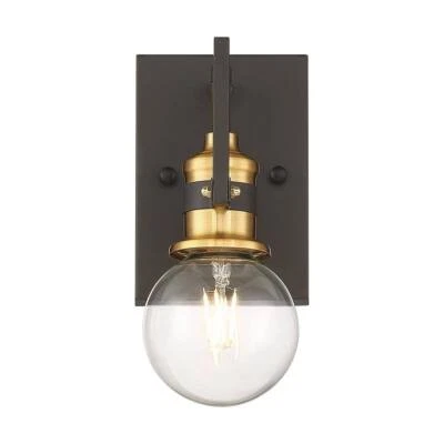 SATCO Intention 4.5 in. 1-Light Warm Brass and Black Vanity Light with No Shade - Image 1 of 4