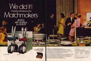 1968 Oneida Matchmakers Sterling Stainless Silverware 60's 2-Page Print Ad - Picture 1 of 3