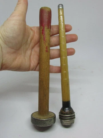 (2) Antique Vintage Wood Yarn Loom Spools/Spindles Cover