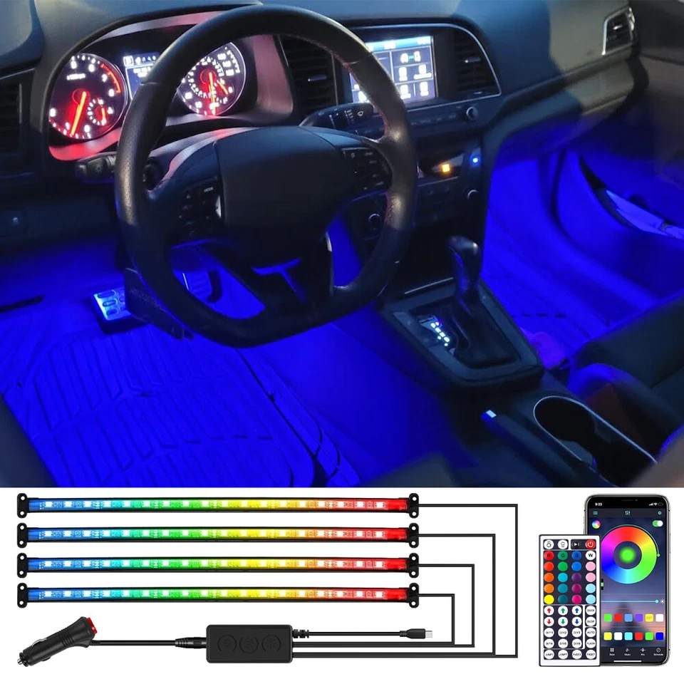 For Hyundai Elantra 72 LED Car Interior Atmosphere Strips RGB Lights Floor Decor - Image 1 of 4