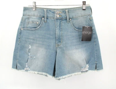 NWT ENERGIE Bermuda Denim Shorts Women SZ 9 High Rise Stretch Distressed Raw Hem - Image 1 of 4