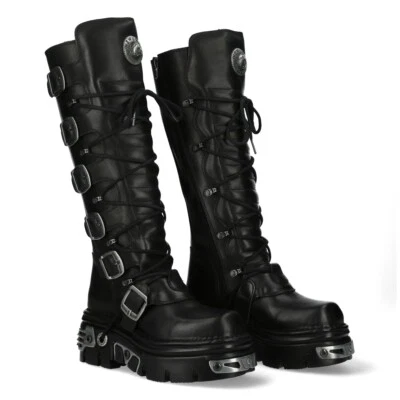 New Rock Boots Unisex Punk Gothic Stiefel - Style 272 S1 Schwarz