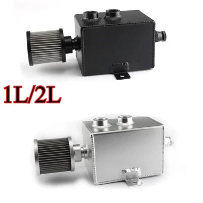 1L/2L Universal Car Aluminum Oil Catch Can Tank Fuel Tanks with Breather Filter - Image 1 of 4