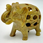 Carved Soapstone Elephant with Baby Inside Made in India 3 Inch Tall Unbranded