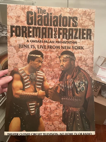 Vintage 1976 Original George Foreman vs. Joe Frazier II CC Boxing Fight Poster Cover