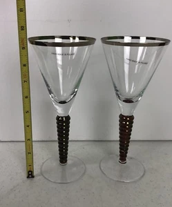 "Copas de vino con tallo de bronce banda plateada transparente de 9 1/2"" pulgadas hechas en Polonia ¡NUEVAS! - Imagen 1 de 11