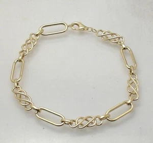 8" Technibond Infinity Paperclip Link Bracelet 14K Yellow Gold Plated Silver - Picture 1 of 4