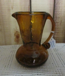 Vintage brauner Crackle Glaskrug - Bild 1 von 1