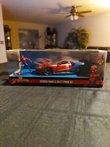 Jada Toys Marvel 1:24 2017 Ford GT Die-cast Car with 2.75" Spider-Man Figure,...
