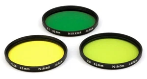 3x NIKON 52 52mm filter set / X1 X0 Y48 / yellow yellowgreen green / GENUINE - Picture 1 of 7