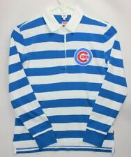 Levi’s MLB Chicago Cubs Blue & White Striped Rugby Polo Shirt Womens Size XS
