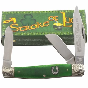 Rough Ryder Green Stroke of Luck Stockman Pocket Knife RR1057 - Picture 1 of 6
