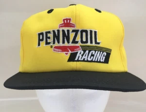 VTG 90s NOS Pennzoil NASCAR Racing Snapback Hat Cap Yellow Black USA K Products - Picture 1 of 8
