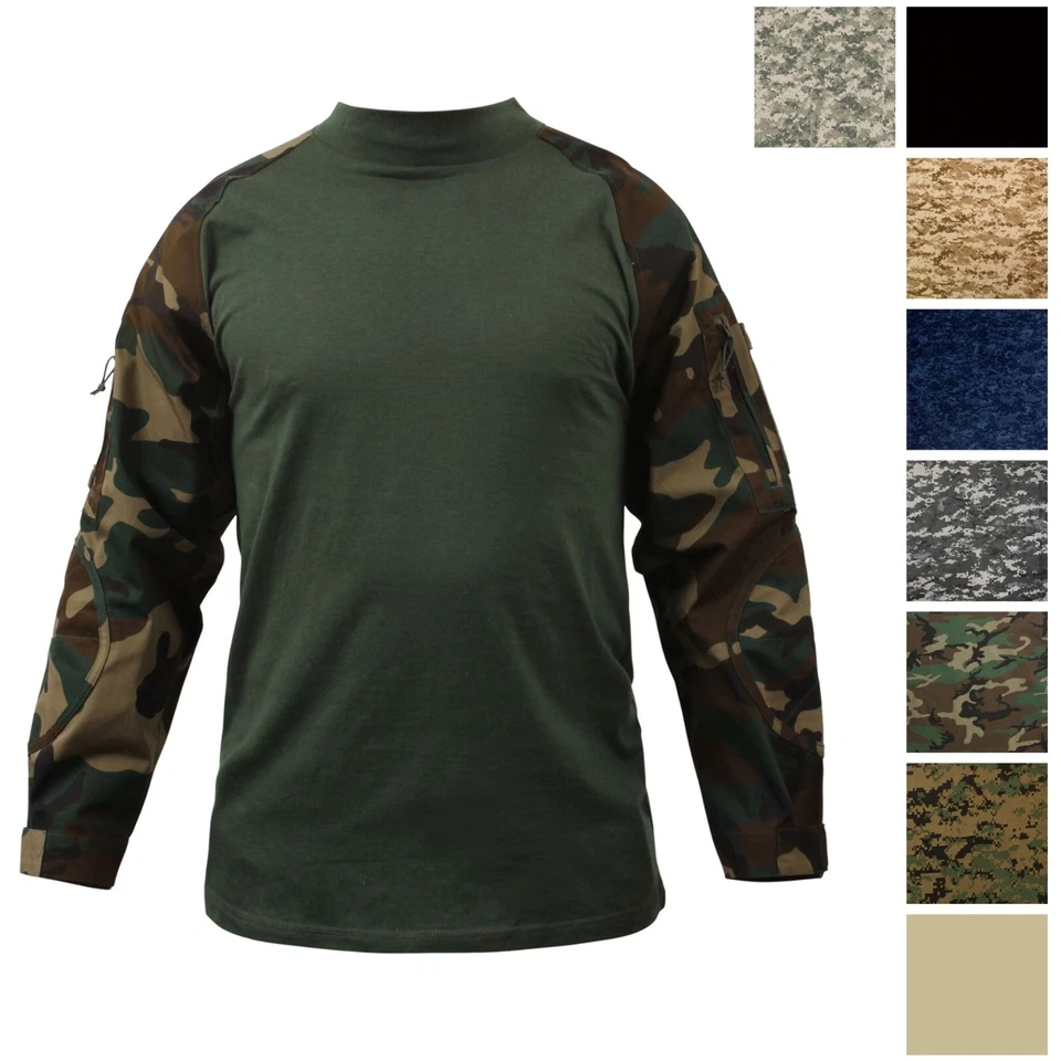 Tactical Combat Shirt Airsoft Paintball Camo Military Uniform Army Base Layer - Image 1 of 2