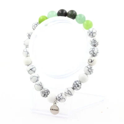 Armband Perlen Smaragd Aus Sambia + Peridot + Aventurin + Howlit 8 Hergestellt - Bild 1 von 4