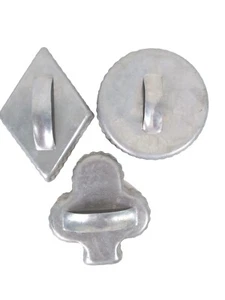 Lot Of 3 Vintage Mid Century Silver Aluminum Tin Cookie Biscuit Cutters Handles - Picture 1 of 4