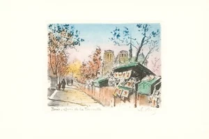 1950 Paris, Quai de la Tournelle signierte Radierung - Bild 1 von 1