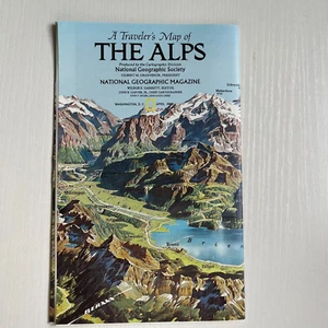 1985 April THE ALPS, TRAVELER'S MAP National Geographic Map Poster - Picture 1 of 3