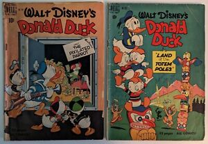 Dell Four Color Comics # 263 & 282 - Donald Duck Lot! Carl Barks Totem Pole 1950