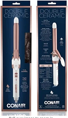 Conair Double Ceramic 3/4 in Barrel Curling Iron White/Rose Gold - Image 1 of 4