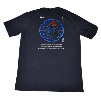 Fila Shirt Mens Medium Black Graphic Tee Tshirt Be Different Hip Hop Skater - Image 1 of 4