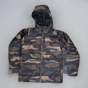 Patagonia Boys H2NO Snowshot Ski Jacket Insulated Camo Hooded Zip Medium 10 - Picture 1 of 5