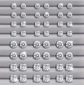 Juego de 24 pares de pendientes de circón, redondos y cuadrados - Imagen 1 de 3