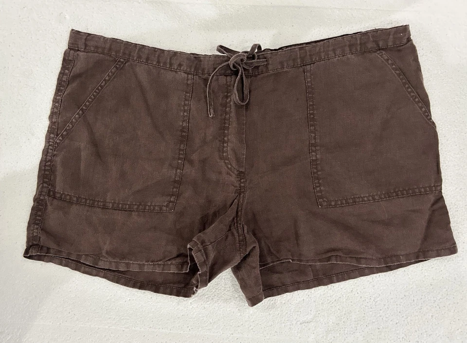 VTG London Jean-Victoria’s Secret 90s/Y2K Brown  Drawstring Linen Shorts Size M - Image 1 of 4
