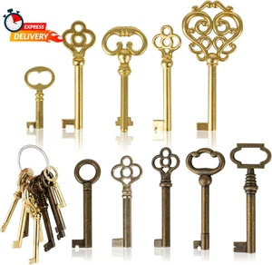 10PCS Skeleton Key Set Reproduction for Antique Furniture, Universal Barrel Key - Imagen 1 de 7