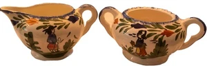 Blue Ridge Potteries Pedestal Campesino Francés Abierto Azúcar Cuenco y Crema Set De Colección - Imagen 1 de 2