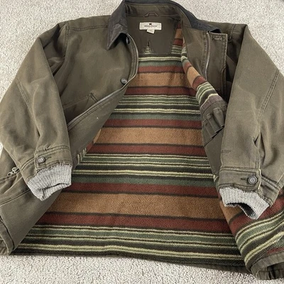 VTG Woolrich Jacket Men’s 2XL Brown Leather Collar Chore Coat Blanket Lined Barn - Image 1 of 4