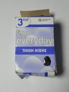 NOS Leggs Everyday Thigh Highs #14931 Size Q Off Black Sheer Toe - Picture 1 of 5