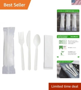 7" Heavy-duty Compostable Cutlery Kits, BPI Certified, 200 Sets Fork, Spoon,K... - Picture 1 of 8