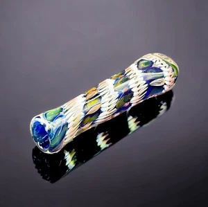 Tubos de vidrio Chillum gruesos únicos, azules con chillums dorados - Imagen 1 de 2