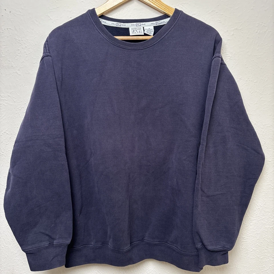 Винтажный свитшот 90-х Field Gear FG Crewneck мягкий однотонный темно-синий размер средний - Изображение 1 из 4