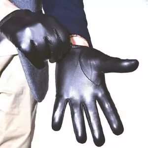 Nuevos Hombres Police Tactical Guantes Cuero Auténtico * Negro / Marrón - Imagen 1 de 7