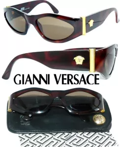 GIANNI VERSACE SONNENBRILLE BRAUN GOLD MEDUSA 608 / S72 DAMEN 413 BRILLE ETUI - Bild 1 von 6