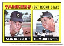 1967 Topps New York Yankees Rookies #93 Bobby Murcer/Stan Bahnsen EX-NM
