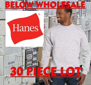 Below WHOLESALE 30 Blank XS HANES P160 Ash Grey Sweatshirt Bulk Lot - Picture 1 of 3