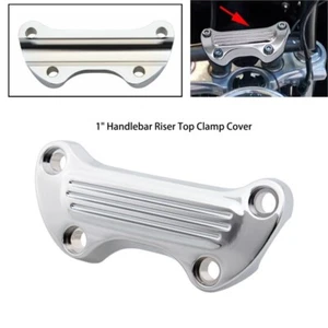 Chrome 1" Upper Handlebar Riser Top Clamp Cover For Harley Sportster Softail FLH - Picture 1 of 10
