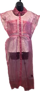 TAXI Organza button down Long Cardigan-M - Picture 1 of 6
