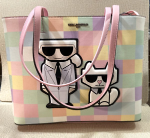 Karl Lagerfeld Paris Maybelle Tote Shoulder Bag Multi Colorblock Cool Cat