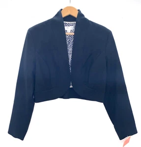 ISAAC MIZRAHI Black Textured Cropped Bolero Jacket Blazer Lined Size 14 NWT - Picture 1 of 5