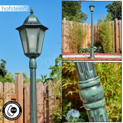 Wege Sockel Außen Steh Leuchte Lampe schwarz/grün Garten Einfahrt Beleuchtung - Bild 1 von 4