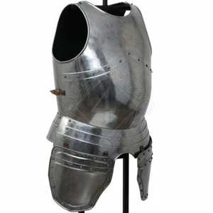 Medieval Larp Breast plate with Tassets Knight Cuirass Metal Half Armor Replica - Picture 1 of 5