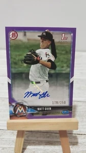 2018 Bowman Prospect Auto Purple /250 Matt Givin #PA-MG Auto Miami Marlins - Picture 1 of 2