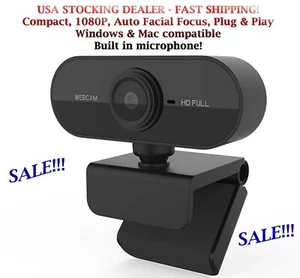 1080 Auto focus Full HD Windows & Mac Compatible Webcam w/ built in Microphone - Picture 1 of 7
