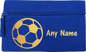 Football Ball Print Blue Personalised Kids Child School Pencil Case B-day Xmas - Picture 1 of 10