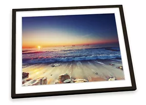 Sunrise Seascape Beach Sunset Orange FRAMED ART PRINT Picture Poster Artwork - Picture 1 of 5